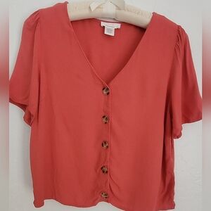 Urban Romantics Tee Shirt Top Coral Red Medium